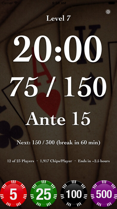 Emulate iPhone app Texas Holdem Poker Timer using MyAndroid