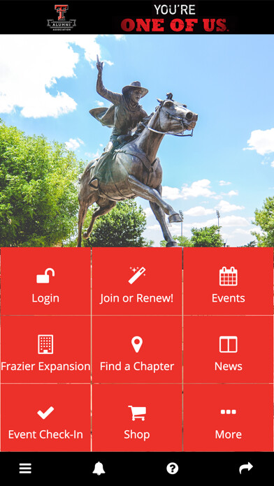 Emulate iPhone app Texas Tech Alumni Association using MyAndroid