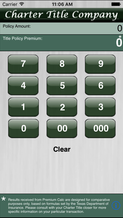 Emulate iPhone app Texas Title Insurance Premium Calculator using MyAndroid