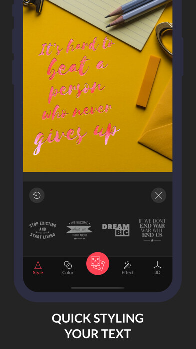 Emulate iPhone app Text2Pic: Poster & Quote Maker using MyAndroid