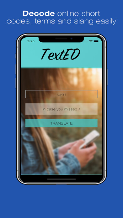 Emulate iPhone app TextED - Text Translator using MyAndroid