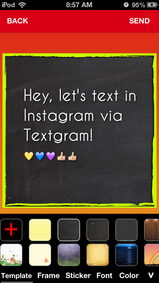 Emulate iPhone app TextPic - Texting with Pic using MyAndroid