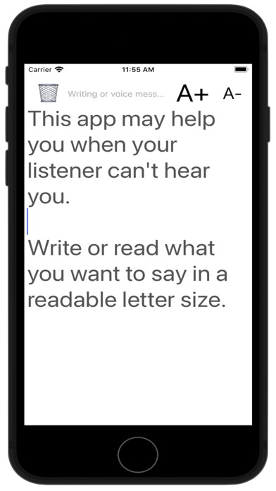 Emulate iPhone app TextWriter for impaired people using MyAndroid