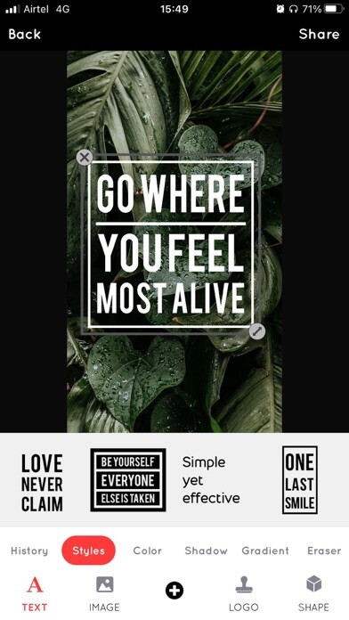 Emulate iPhone app TEXTY Add Text On Photo Editor using MyAndroid