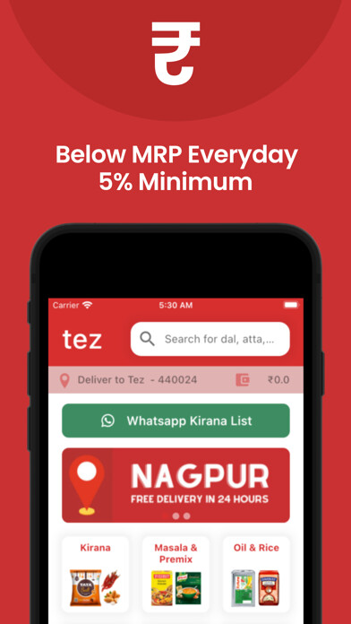 Emulate iPhone app Tez: Kirana Shopping App using MyAndroid