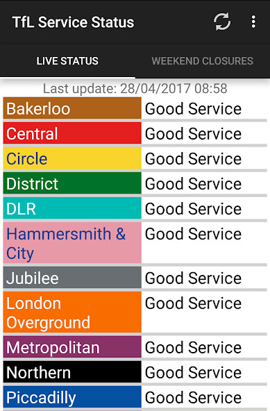 Run android online APK TfL Service Status from MyAndroid or emulate TfL Service Status using MyAndroid Run android online APK TfL Service Status from MyAndroid or emulate TfL Service Status using MyAndroid