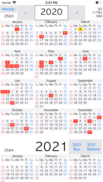 Emulate iPhone app Thailand Holiday Year Calendar using MyAndroid