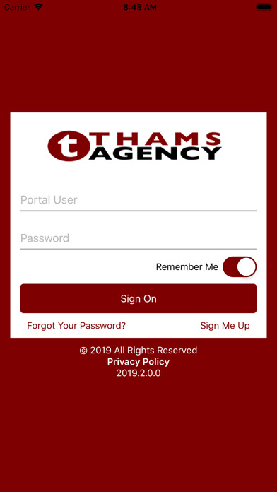 Emulate iPhone app Thams Agency LLC using MyAndroid