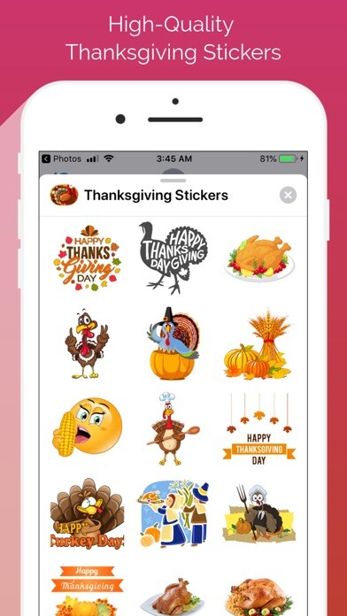 Emulate iPhone app Thanksgiving Emoji Stickers using MyAndroid Emulate iPhone app Thanksgiving Emoji Stickers using MyAndroid