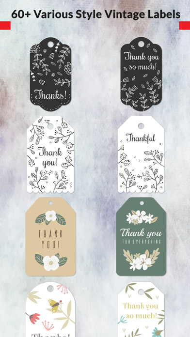Emulate iPhone app Thank You Labels Set in Minimal & Vintage Style using MyAndroid