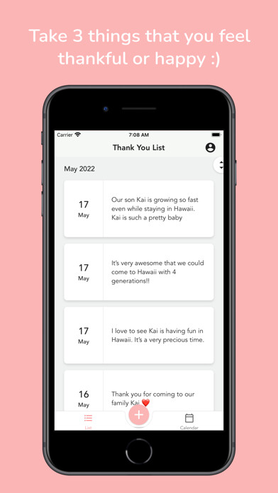 Emulate iPhone app Thank You List - easy diary using MyAndroid Emulate iPhone app Thank You List - easy diary using MyAndroid