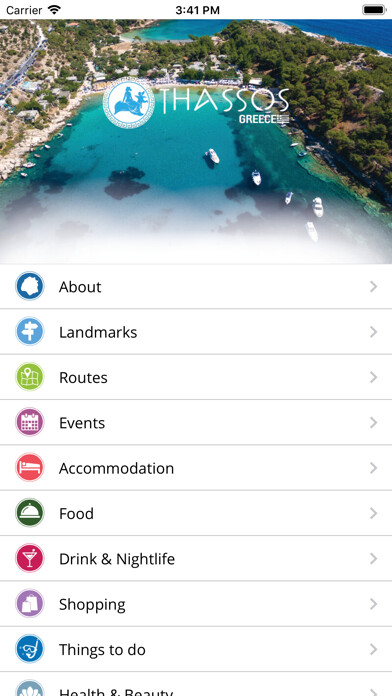 Emulate iPhone app Thassos by Visit Thassos using MyAndroid