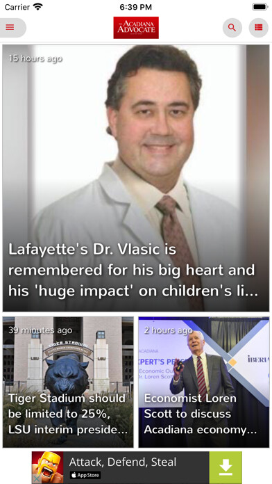 Emulate iPhone app The Acadiana Advocate using MyAndroid