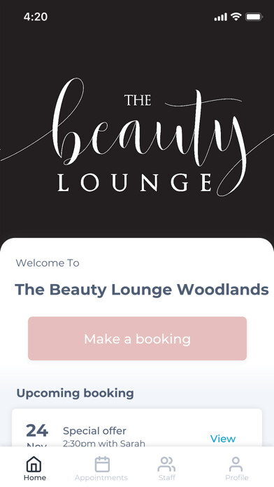 Emulate iPhone app The Beauty Lounge Woodlands using MyAndroid