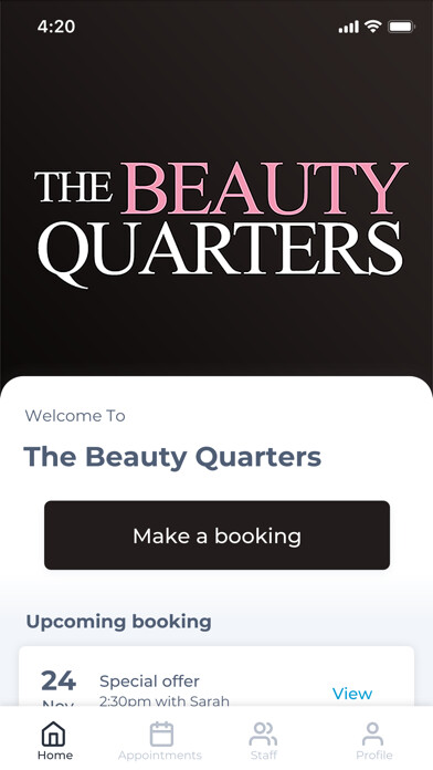 Emulate iPhone app The Beauty Quarters using MyAndroid