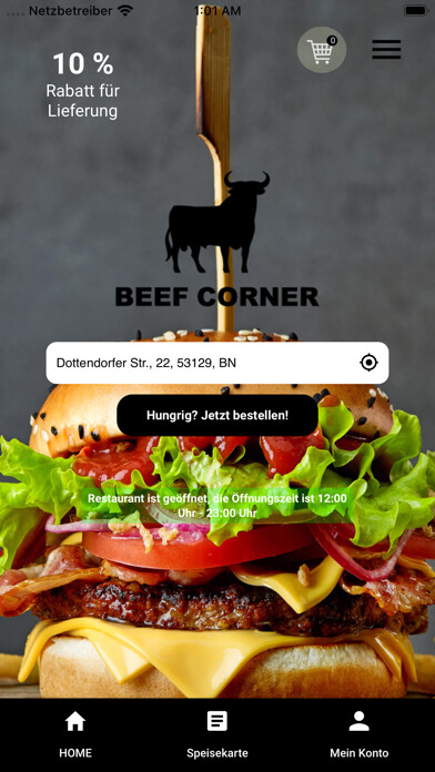 Emulate iPhone app The Beef Corner Bonn using MyAndroid