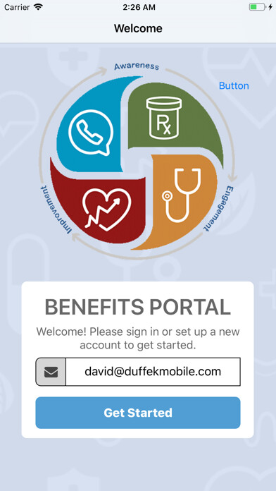 Emulate iPhone app The Benefits App using MyAndroid