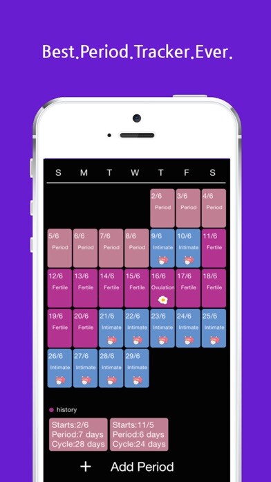 Emulate iPhone app The best Period Tracker-Ovulation Intimate Fertile and Sex Tracker! using MyAndroid