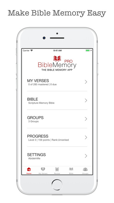 Emulate iPhone app The Bible Memory App using MyAndroid
