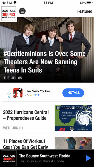 Emulate iPhone app The Bounce SWFL using MyAndroid