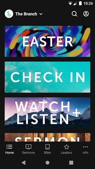 Emulate iPhone app The Branch Church using MyAndroid