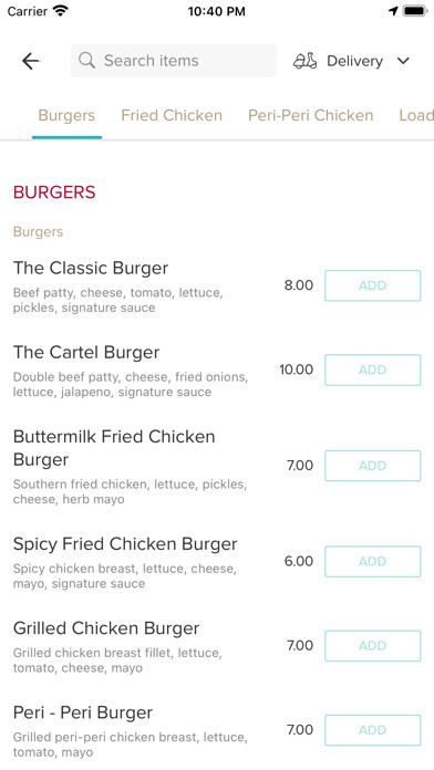 Emulate iPhone app The Burger Cartel using MyAndroid
