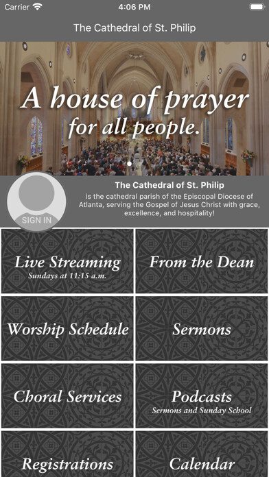 Emulate iPhone app The Cathedral of St. Philip using MyAndroid Emulate iPhone app The Cathedral of St. Philip using MyAndroid