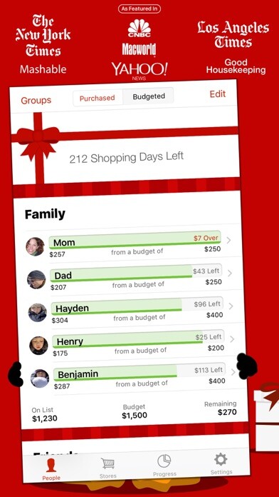 Emulate iPhone app The Christmas List using MyAndroid