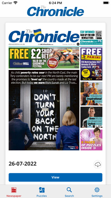 Emulate iPhone app The Chronicle (Newcastle) using MyAndroid
