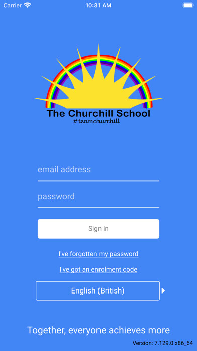 Emulate iPhone app The Churchill School App using MyAndroid