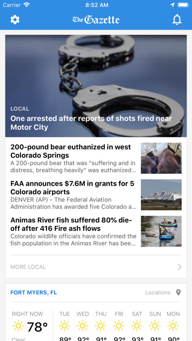 Emulate iPhone app The Colorado Springs Gazette using MyAndroid