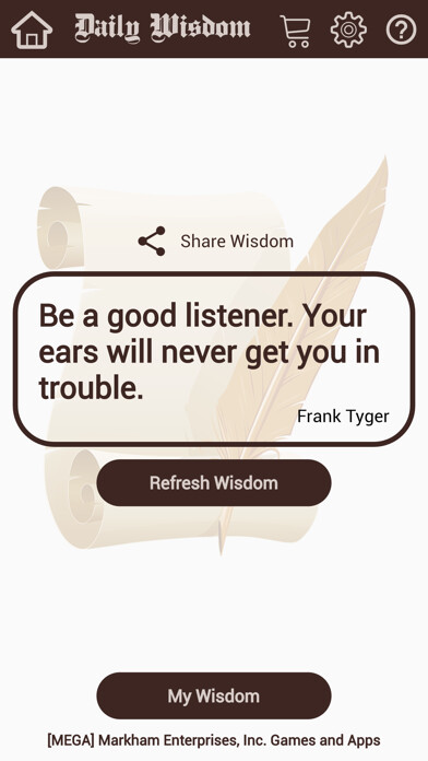 Emulate iPhone app The Daily Wisdom using MyAndroid