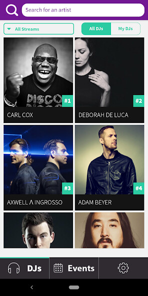 Emulate Android APK The DJ List - Profiles, Events, Music