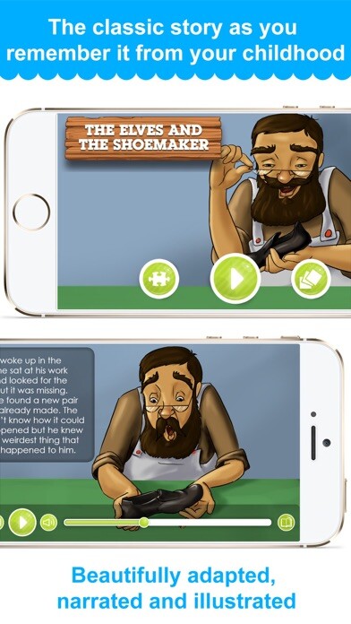 Emulate iPhone app The Elves and The Shoemaker -  Narrated classic fairy tales and stories for children using MyAndroid