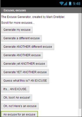 Emulate Android APK The Excuse Generator