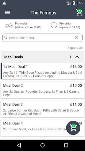 Run android online APK The Famous Takeaway from MyAndroid or emulate The Famous Takeaway using MyAndroid