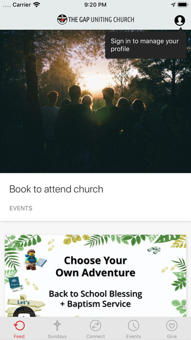 Emulate iPhone app The Gap Uniting Church using MyAndroid