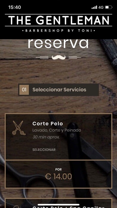 Emulate iPhone app The Gentleman Barbershop using MyAndroid