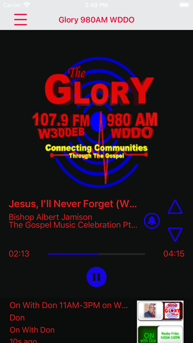 Emulate iPhone app The Glory 107.9 FM / 980 AM using MyAndroid