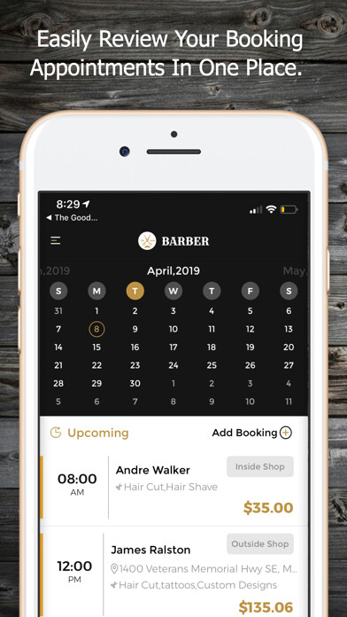 Emulate iPhone app The Good Barber - Biz using MyAndroid
