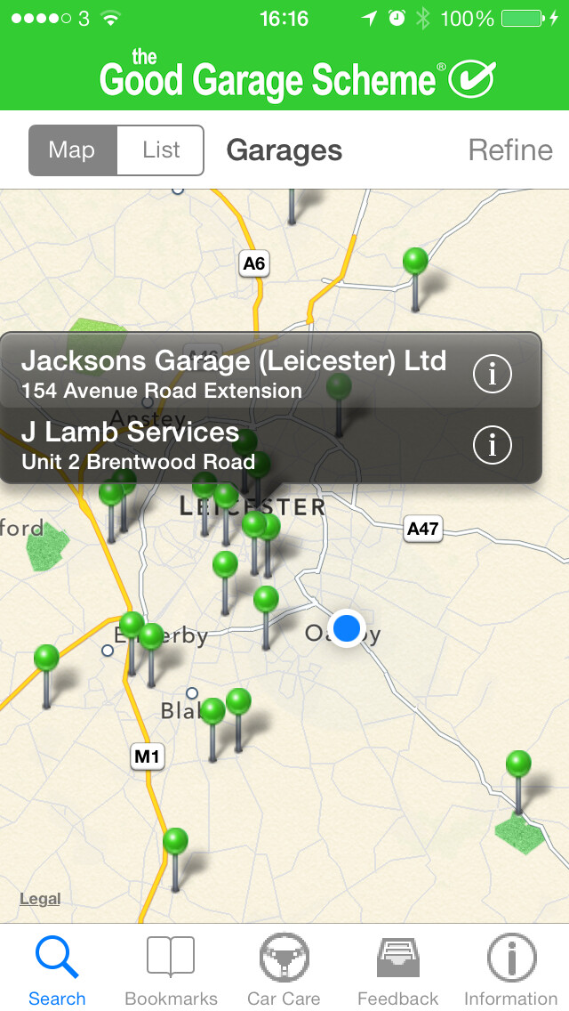 Emulate iPhone app The Good Garage Scheme using MyAndroid