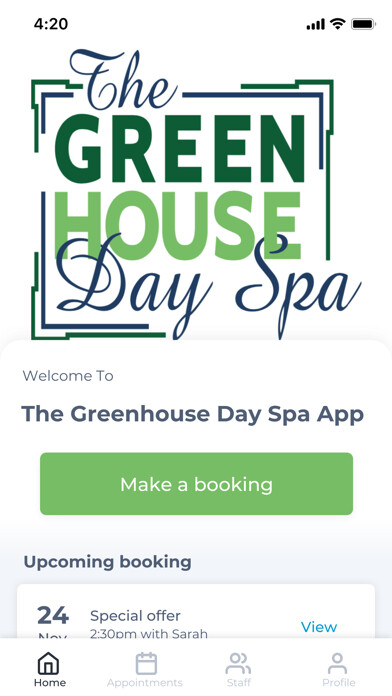 Emulate iPhone app The Greenhouse Day Spa App using MyAndroid Emulate iPhone app The Greenhouse Day Spa App using MyAndroid