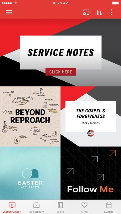 Emulate iPhone app The Grove Community Church using MyAndroid