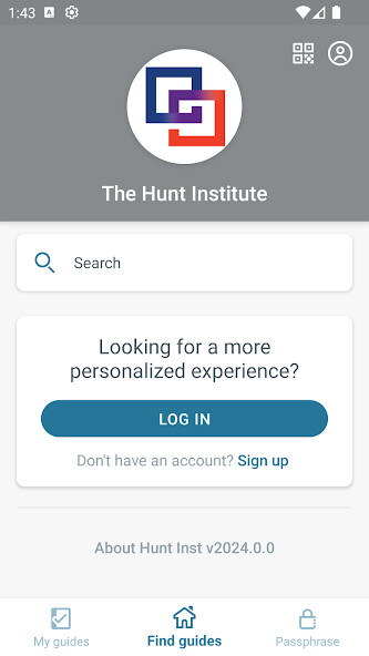 Emulate iPhone app The Hunt Institute using MyAndroid