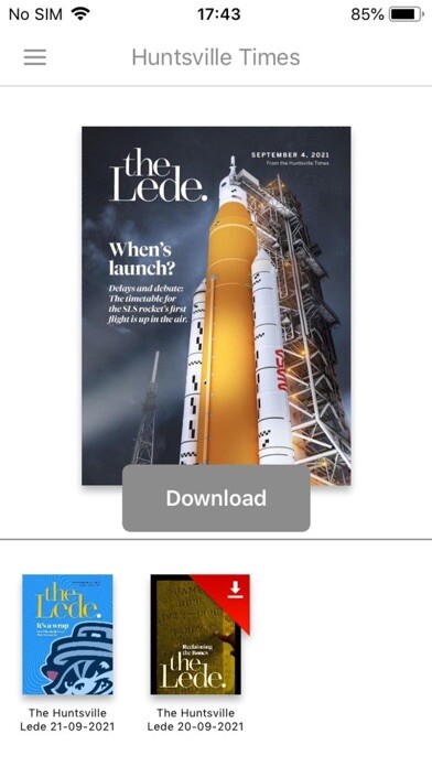 Emulate iPhone app The Huntsville Lede using MyAndroid