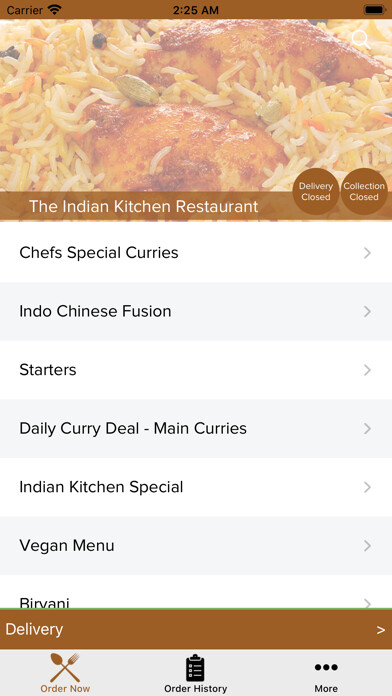 Emulate iPhone app The Indian Kitchen Restaurant using MyAndroid