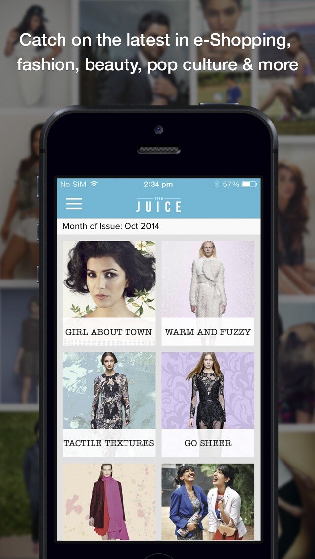 Emulate iPhone app The Juice - Jabong Fashion and Lifestyle Magazine using MyAndroid