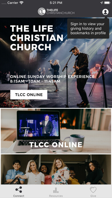 Emulate iPhone app The Life Christian Church using MyAndroid