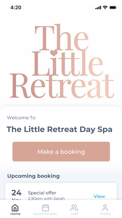 Emulate iPhone app The Little Retreat Day Spa using MyAndroid