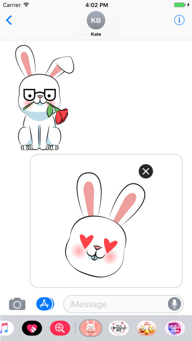 Emulate iPhone app The Lovely Pink Bunny Stickers using MyAndroid